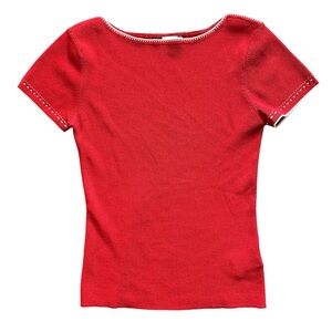 Vintage Optimum Nostalgic Fitted Red Short-Sleeved Tee Small